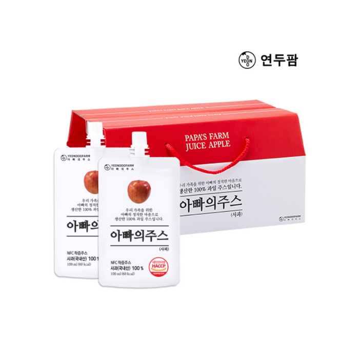 [연두팜] 아빠의 주스 사과즙 100ml 30개입 (박스 제공)