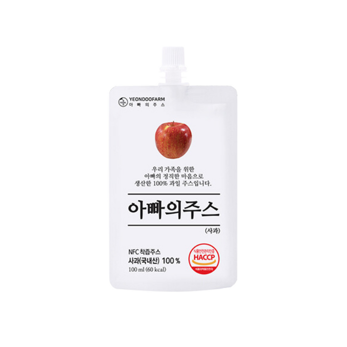 [연두팜] 아빠의 주스 사과즙 100ml 낱개 10개