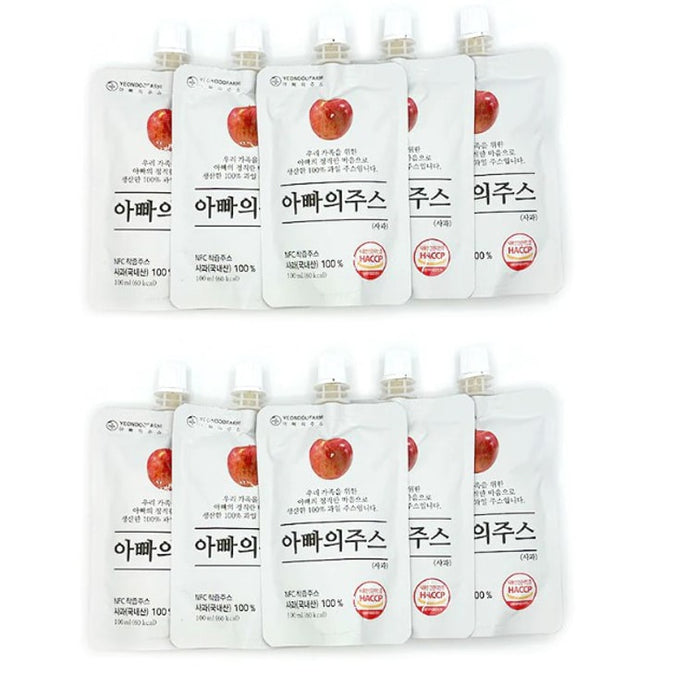 韩国 YEONDOO FARM - 苹果天然果汁 100% 100ml / 10 入