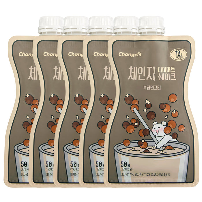 Changefit Protein Shakes- Black Sugar Milk Tea X5pouches | Korean Snacks