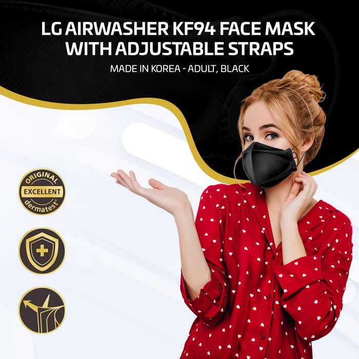 [LG생활건강]에어워셔 베이직 KF94 블랙 끈조절 대형(Black-Adult)-40pc