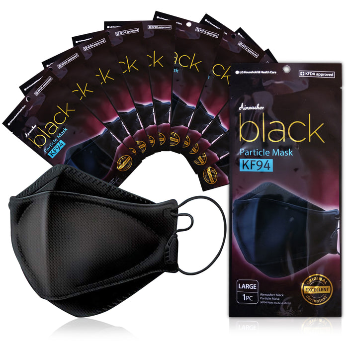 [LG생활건강]에어워셔 베이직 KF94 블랙 끈조절 대형(Black-Adult)-40pc